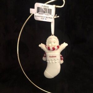 DEPARTMENT 56 snow babies porcelain stocking ornament Andrea